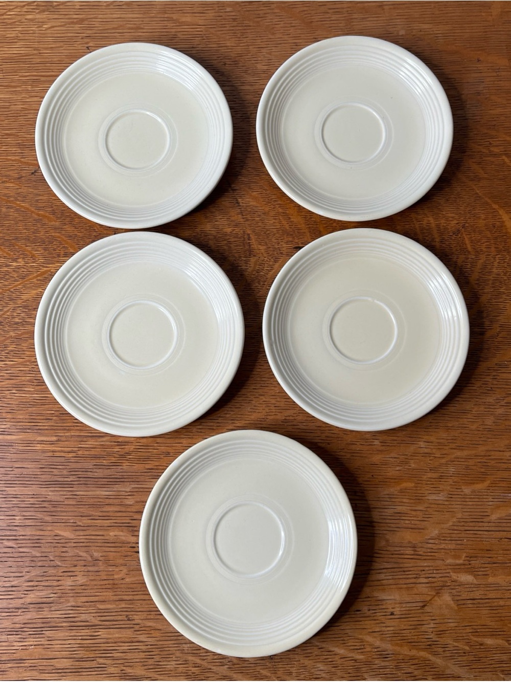 Vintage Original Fiestaware Ivory Saucers 6" Set of 5 Homer Laughlin 1936-1951